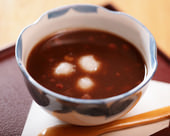 Zenzai (sweet red bean soup with toasted rice cake or chestnuts)