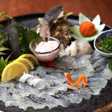 Live thread-sail filefish sashimi