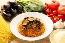 Pasta with eggplant tomato sauce