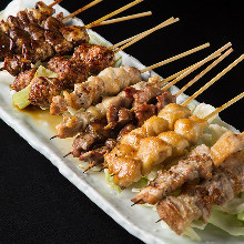 Assorted grilled chicken skewers