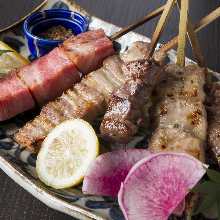 Assorted grilled chicken skewers, 5 kinds