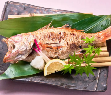 Rosy seabass, salted and grilled or boiled