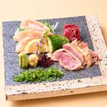 Locally raised chicken sashimi