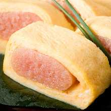 Japanese-style rolled omelet with marinated cod roe