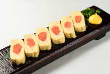 Japanese-style rolled omelet with marinated cod roe