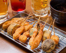 Assorted fried cutlet skewers, 7 kinds