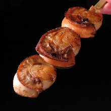 Grilled scallop skewer