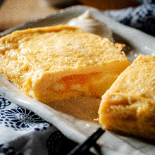 Japanese-style rolled omelet with marinated cod roe and cheese