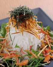 Daikon radish and mizuna salad