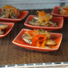 Marinated fried fish in vinegar sauce (Nanban-zuke)