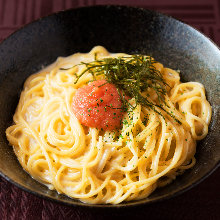 Pasta with mentaiko (marinated cod roe) cream sauce