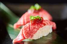 Beef nigiri sushi