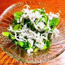 Boiled whitebait and watercress salad