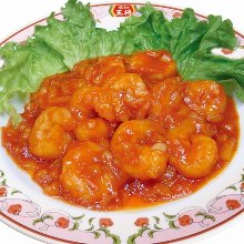 Stir-fried shrimp in chili sauce