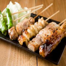 Assorted grilled skewers