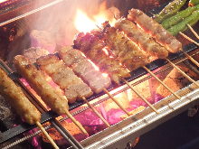 Assorted grilled chicken skewers