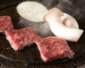 Grilled Wagyu beef on lava Grilled Wagyu beef on lava