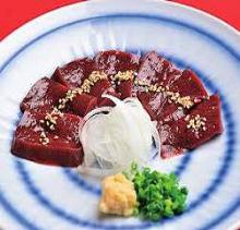 Horse liver sashimi