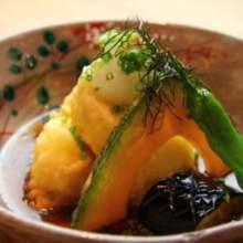Fried tofu skin (yuba) in broth
