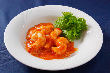 Stir-fried shrimp in chili sauce