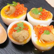 Boiled egg with sea urchin topping