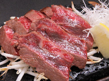 Grilled Wagyu beef on lava