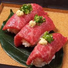 Beef nigiri sushi