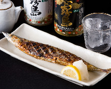 Salted and grilled saury