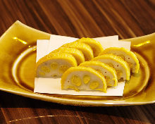 Mustard-stuffed lotus roots