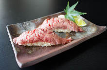 Beef nigiri sushi