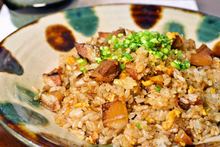 Fried rice with grilled pork and green onions