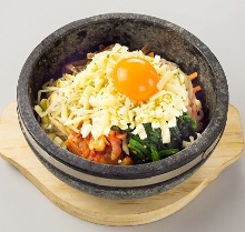 Stone grilled cheese bibimbap