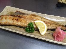 Salted and grilled Atka mackerel