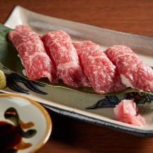 Seared Wagyu beef nigiri sushi