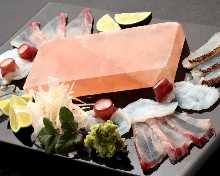 Thinly sliced whitefish sashimi