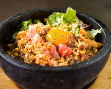 Taco rice in a stone bowl