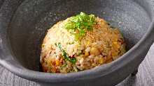 Fried rice with yakiniku and kimchi