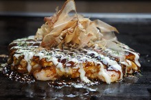 Pork and shrimp okonomiyaki