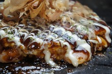 Sticky rice and cheese okonomiyaki