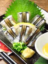 Silver-stripe round herring sashimi