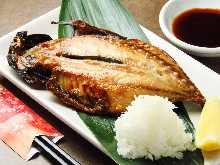 Horse mackerel cut open and dried