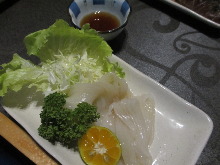 Squid sashimi cut into fine strips