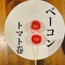 Grilled bacon and tomato skewer