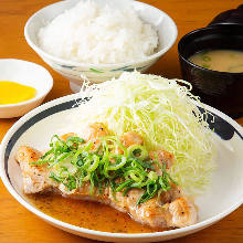 Pork steak with salted green onions meal