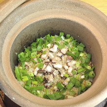 Octopus and green onion donabe pot rice