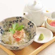 Mentaiko chazuke (marinated cod roe and rice with tea)