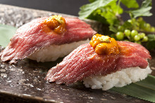 Beef nigiri sushi