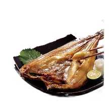 Salted and grilled Atka mackerel