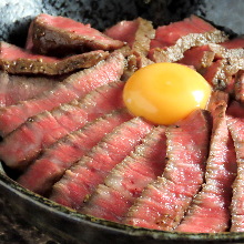 Wagyu beef tenderloin steak in a lacquered box