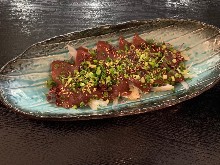 Marbled horse meat sashimi